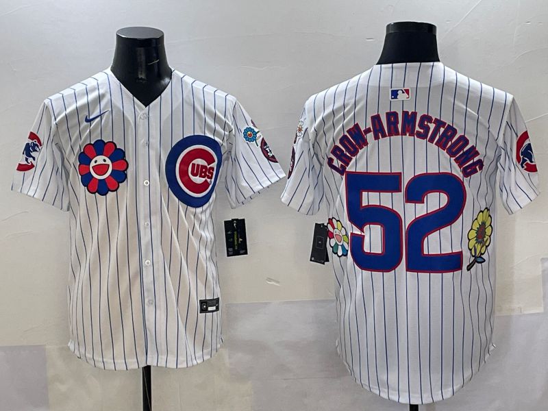 Men Chicago Cubs #52 Crow-Armstrong White Stripe Flower Edition 2025 Nike MLB Jersey style 1->chicago cubs->MLB Jersey